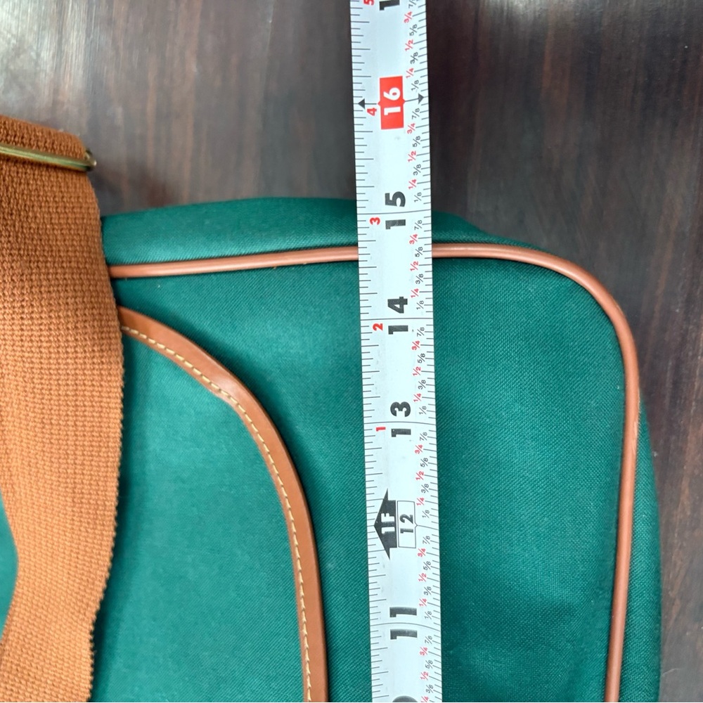Polo Ralph Lauren Green Canvas Messenger Bag With Brown Leather Trim - Picture 13 of 14